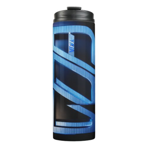 Fierce Visa Logo Art on Black and Blue Background_ Thermal Tumbler