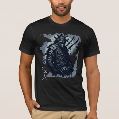 Fierce Warrior in Armor Holding Shield and Spear T_Shirt