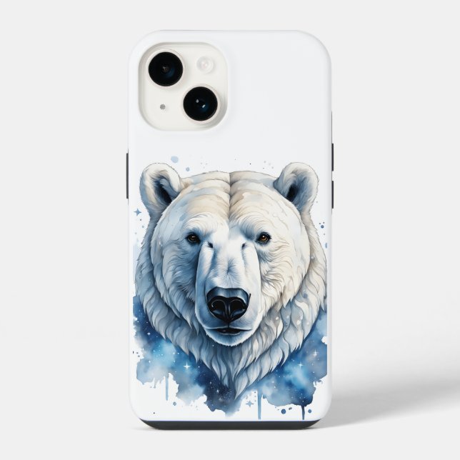 Fierce Watercolor Polar Bear iPhone Case (Back)