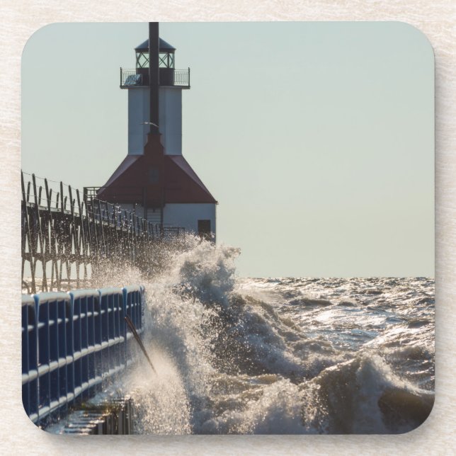 Fierce Waves At St Joseph Beverage Coaster (Front)