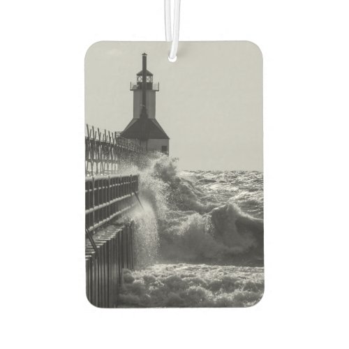 Fierce Waves At St Joseph Grayscale Car Air Freshener