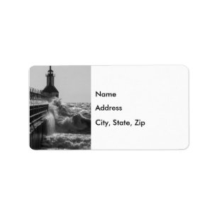 Fierce Waves At St Joseph Grayscale Label