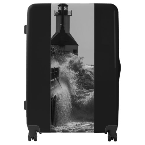 Fierce Waves At St Joseph Grayscale Luggage