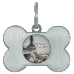 Fierce Waves At St Joseph Pet ID Tag