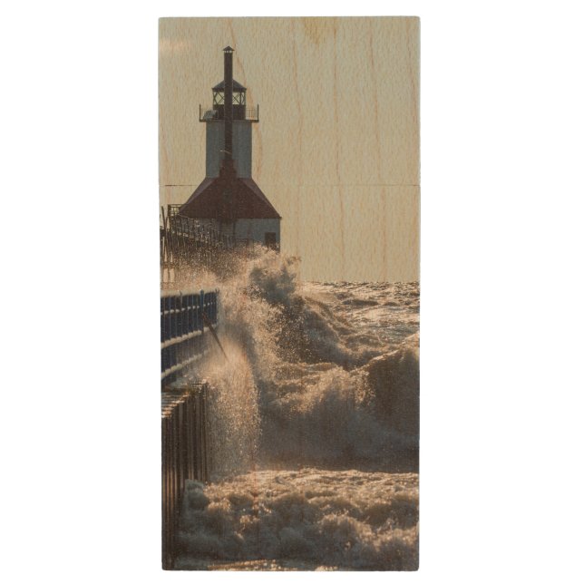 Fierce Waves At St Joseph Wood USB Flash Drive (Front Vertical)