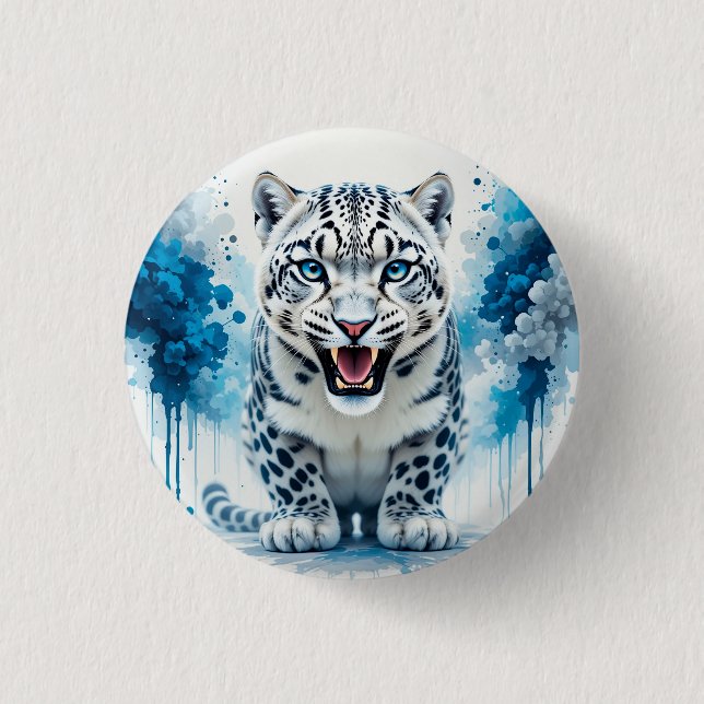 Fierce White Leopard Button (Front)