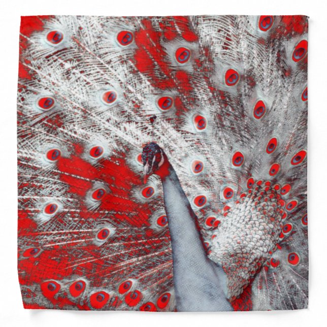 Fierce White Red Peacock Bandana (Front)