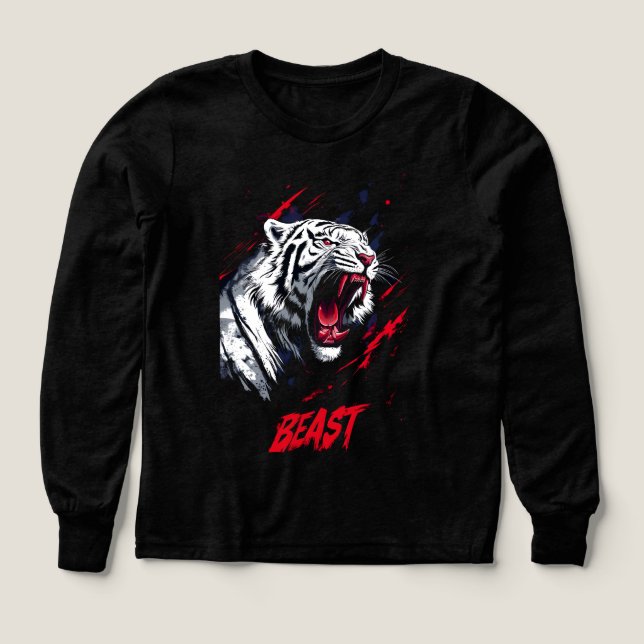 Fierce White Tiger Beast Tri-Blend Shirts (Design Front)