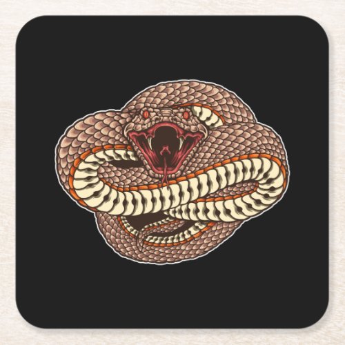 Fierce Wild Cobra Snake Square Paper Coaster