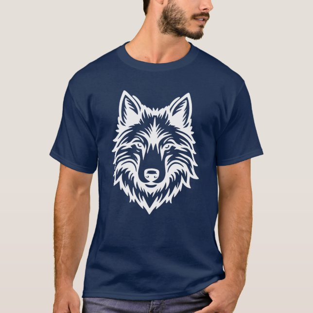 Fierce Wild Wolf Head Logo Graphic Design T-Shirt (Front)