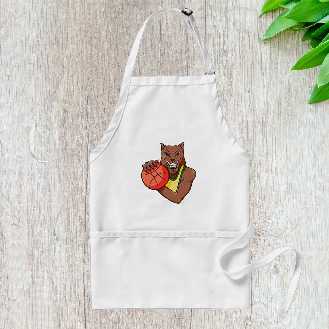 Fierce Wildcat Basketball Mascot Adult Apron (Creator Uploaded)
