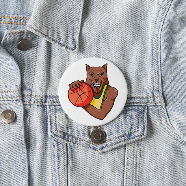 Fierce Wildcat Basketball Mascot Button (Creator Uploaded)