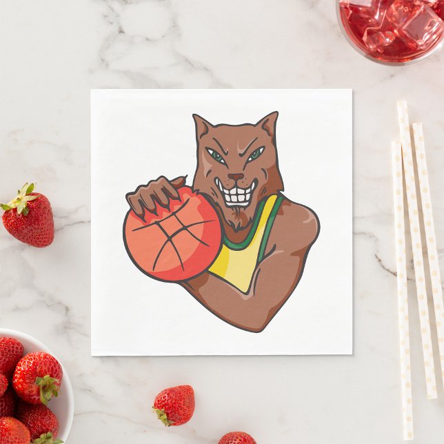 Fierce Wildcat Basketball Mascot Napkins (Creator Uploaded)