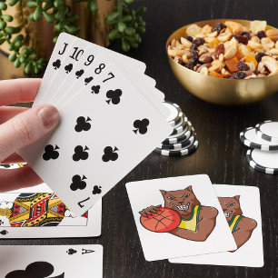 Fierce Wildcat Basketball Mascot Poker Cards