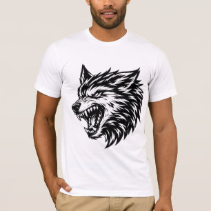 Fierce Wolf Head Bold Black and White Alpha Wolf T-Shirt