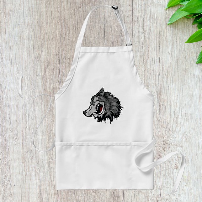 Fierce Wolf Head Bold Wild Animal Adult Apron (Creator Uploaded)