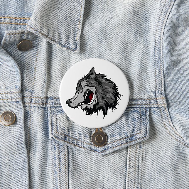 Fierce Wolf Head Bold Wild Animal Button (Creator Uploaded)