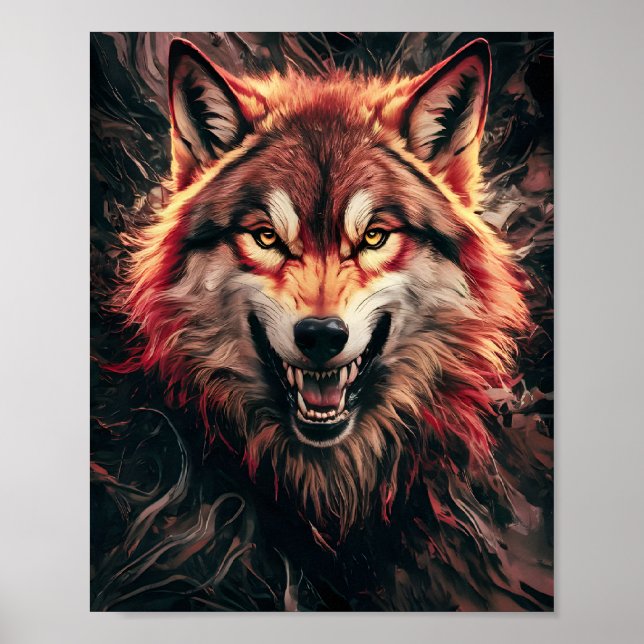 Fierce Wolf Portrait Poster (Front)