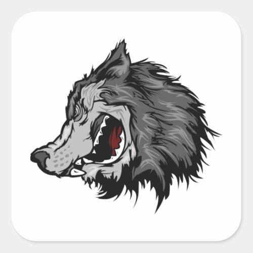 Fierce Wolf Square Sticker