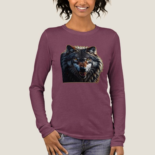 Fierce Wolf – Symbol of Strength and Freedom Tri-Blend Shirt (Front)