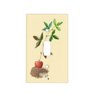 Fiercely Cute Hedgehog with Apple Light Switch Cover