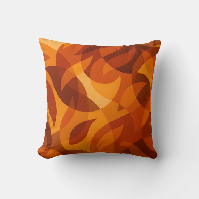 Fiery Abstract Autumn Leaves Throw Pillow (Front)