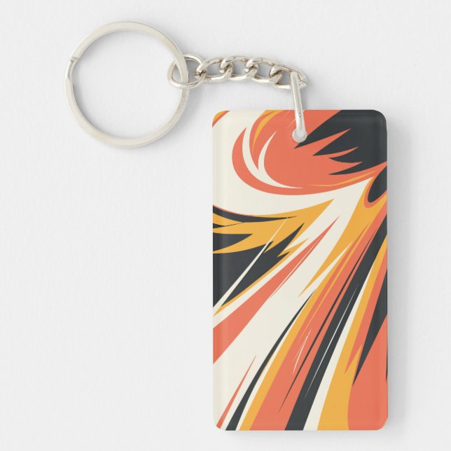Fiery Abstract Explosion in Warm Tones Keychain (Front)