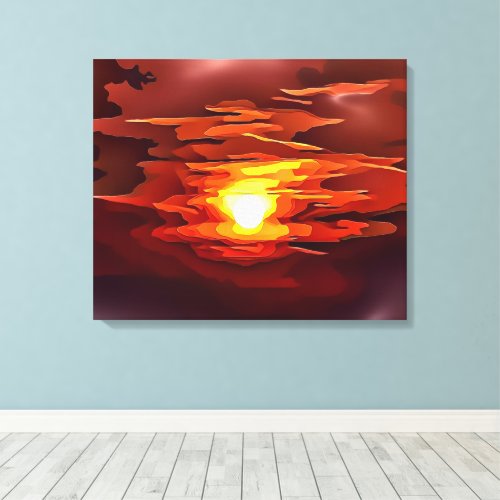 FIERY ABSTRACT SUNSET RED ORANGE CANVAS PRINT