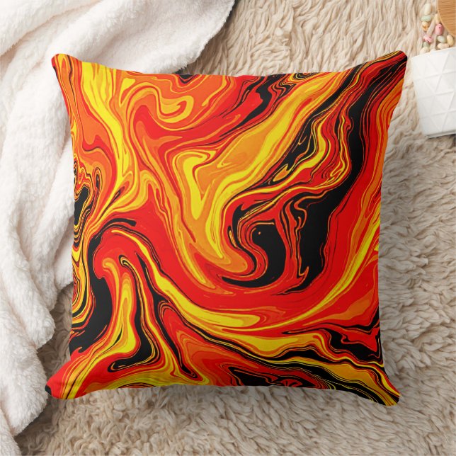 Fiery Abstract Swirls of Emotion Throw Pillow (Blanket)