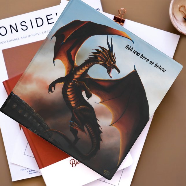 Fiery Amber Dragon Fantasy 3 Ring Binder (Creator Uploaded)