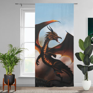 Fiery Amber Dragon Fantasy Blackout Curtains