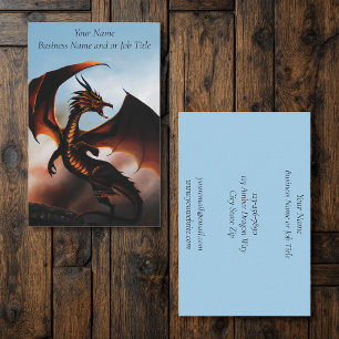 Fiery Amber Dragon Fantasy Business Card