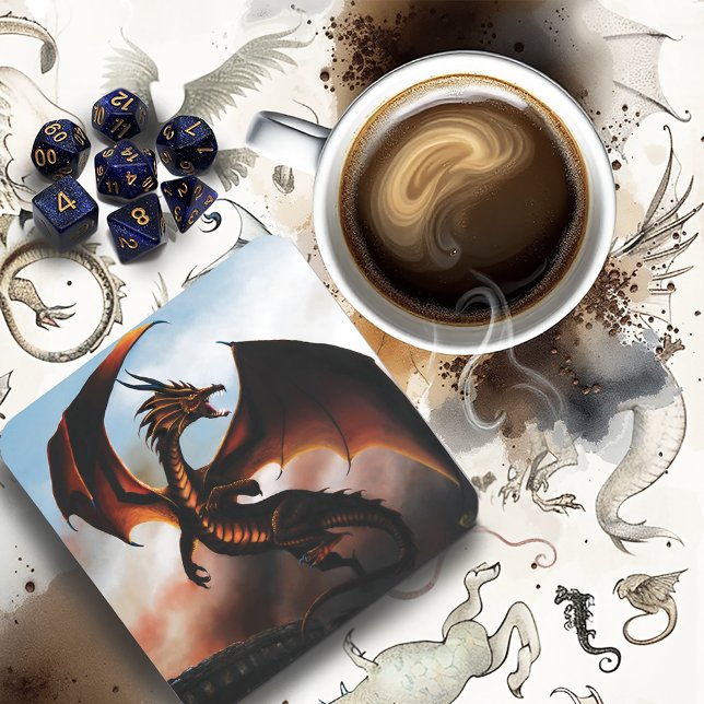 Fiery Amber Dragon Fantasy Coaster (Creator Uploaded)