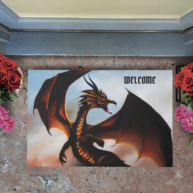 Fiery Amber Dragon Fantasy Doormat (Creator Uploaded)