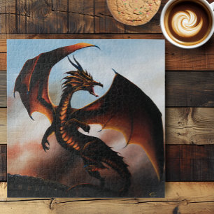 Fiery Amber Dragon Fantasy Jigsaw Puzzle