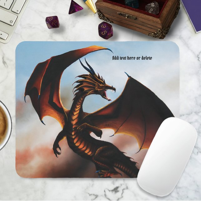 Fiery Amber Dragon Fantasy Mouse Pad (Creator Uploaded)