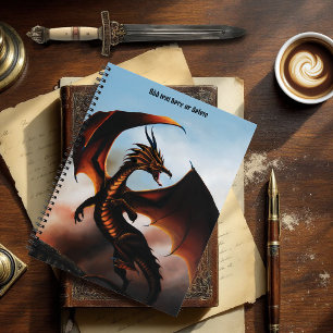 Fiery Amber Dragon Fantasy Notebook