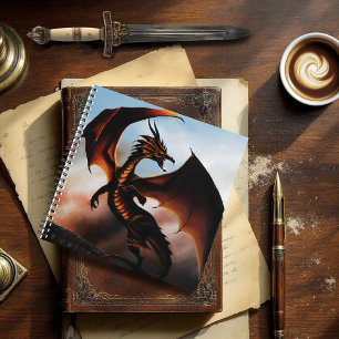 Fiery Amber Dragon Fantasy Notebook
