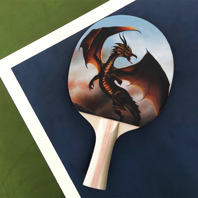 Fiery Amber Dragon Fantasy Ping Pong Paddle (Creator Uploaded)