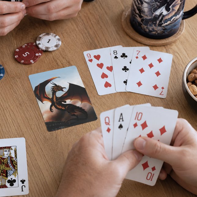 Fiery Amber Dragon Fantasy Poker Cards (Creator Uploaded)