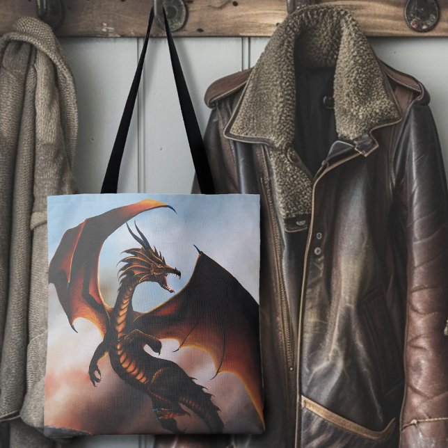 Fiery Amber Dragon Fantasy Tote Bag (Creator Uploaded)