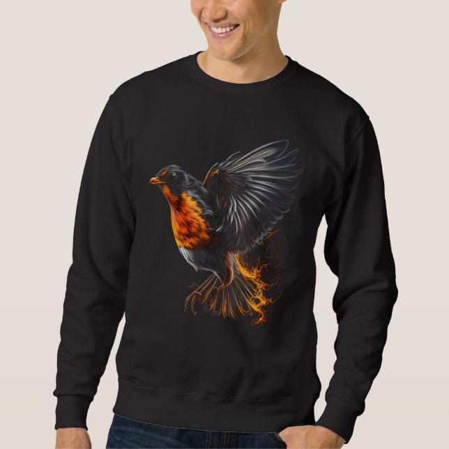 Fiery American Robin Graphic Tees for Men Women Bo (Front)