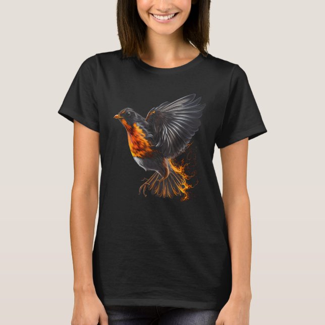Fiery American Robin Graphic Tees for Men Women Bo (Front)