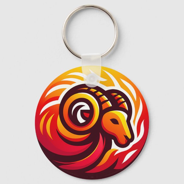 Fiery Aries Astrology Sign Keychain (Front)