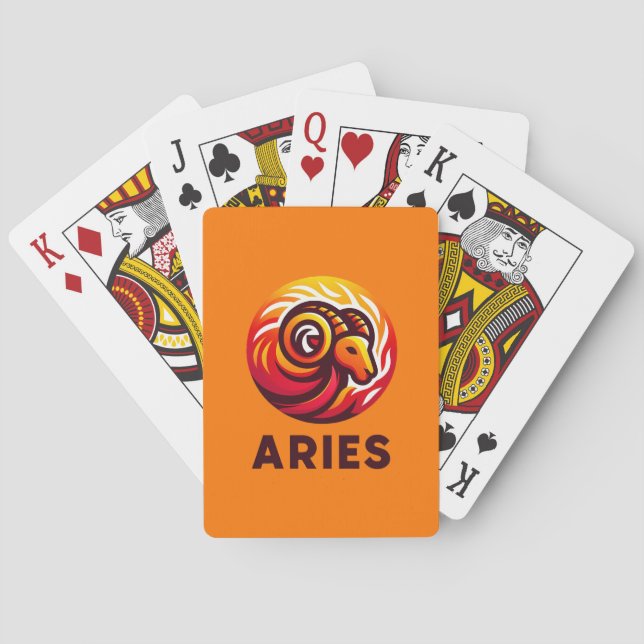 Fiery Aries Astrology Sign Poker Cards (Back)