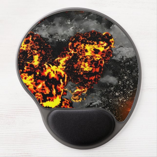 Fiery Awesome Action Movie Fun Explosion Scene Gel Mouse Pad (Front)