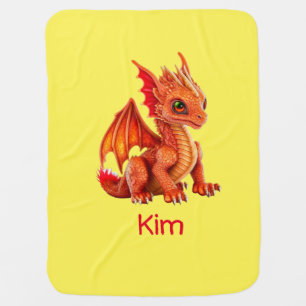 Fiery Baby Dragon Chinese New Year Throw Pillow Blanket