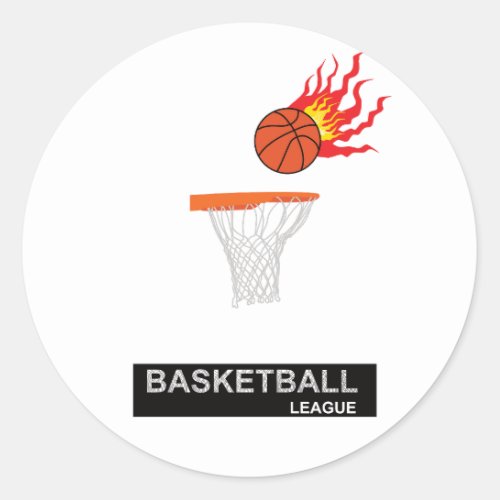  Fiery ball going into the basket Classic Round Sticker