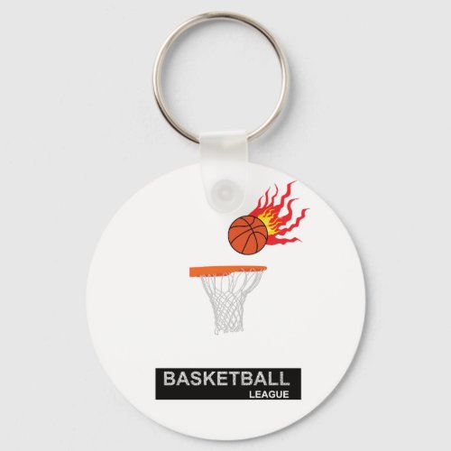  Fiery ball going into the basket Keychain