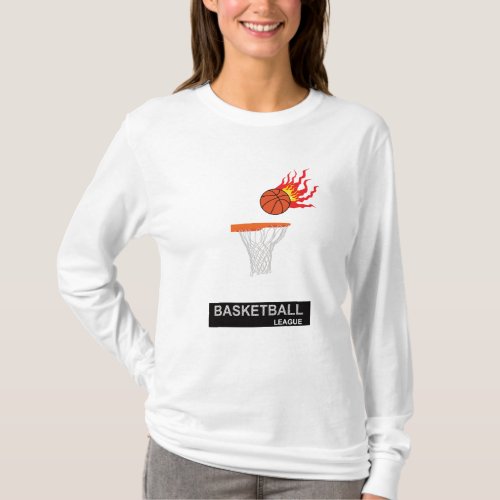  Fiery ball going into the basket T_Shirt